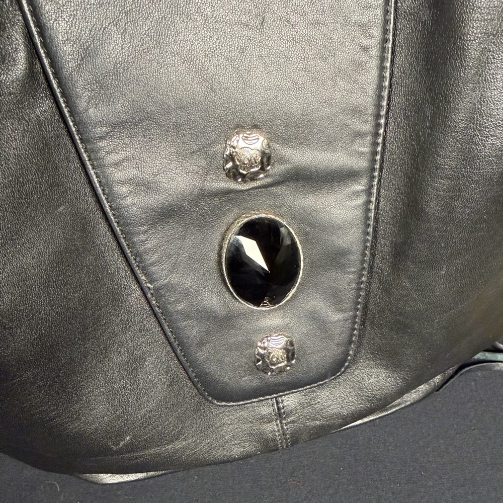 Western fringe Black Leather Hobo Bag, boho, bohochic, - Picture 2 of 8